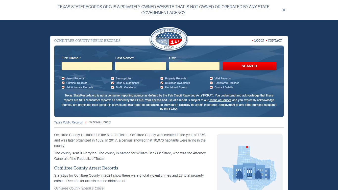 Ochiltree County Arrest, Court, and Public Records | StateRecords.org